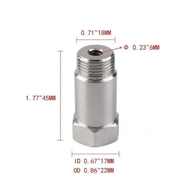 10 stk O2-sensor afstandsholder adapter forlænger forlængelse lige 45mm M18X1.5 forlænger afstandsholder C Silver