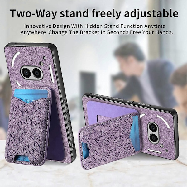 Til Nothing Phone (2a) Etui med Præget Mønster, Kortholder, Støttefod, Læder Bagcover [D] Multicolor Style B