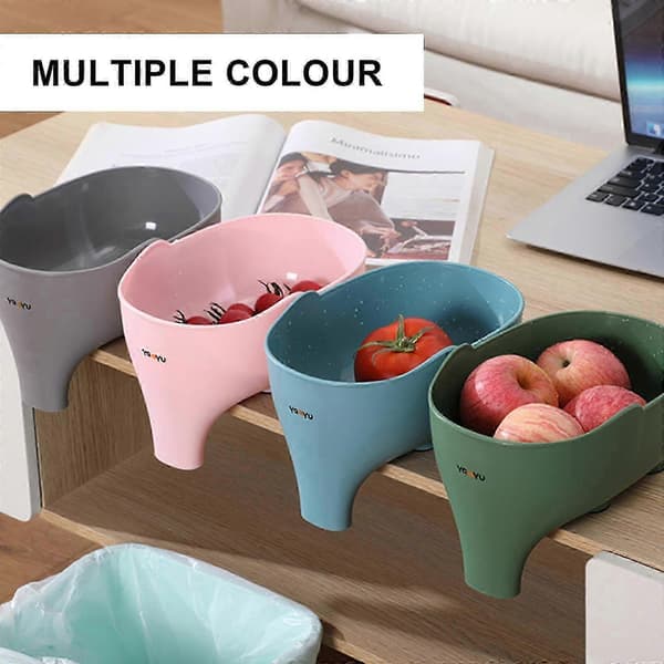 Söt Elefant Diskbänkskorg - Multifunktionell Förvaring för Kök och Hushåll [D] Blue