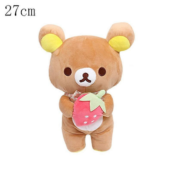 Ny Strawberry Rilakkuma Plyschleksak Söt Mjuk Teddybjörn Fylld Dock Cartoon Vit Brun Par Vänner Födelsedagspresent till Barn