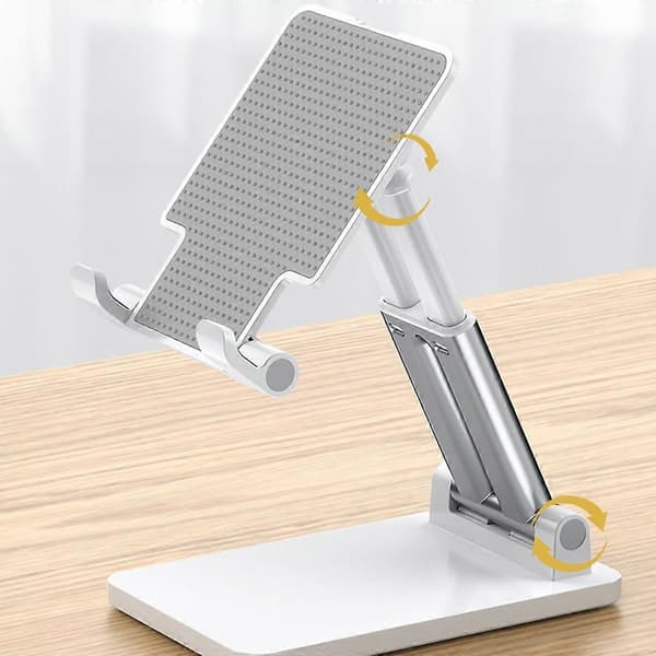 Mobiltelefonställ för skrivbord, justerbart, hopfällbart, flexibelt telefonställ [D] Silver