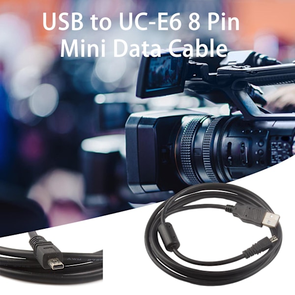 USB-kabel 150cm Lang Nem Forbindelse Stabil Transmission Højhastighedsoverførsel UC-E6 8-polet Kamera Mini USB-datakabel til Nikon