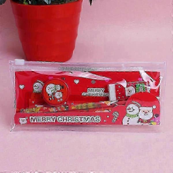 Jul pennvässare 5st set med skrivmaterial skolpresent[D] Red