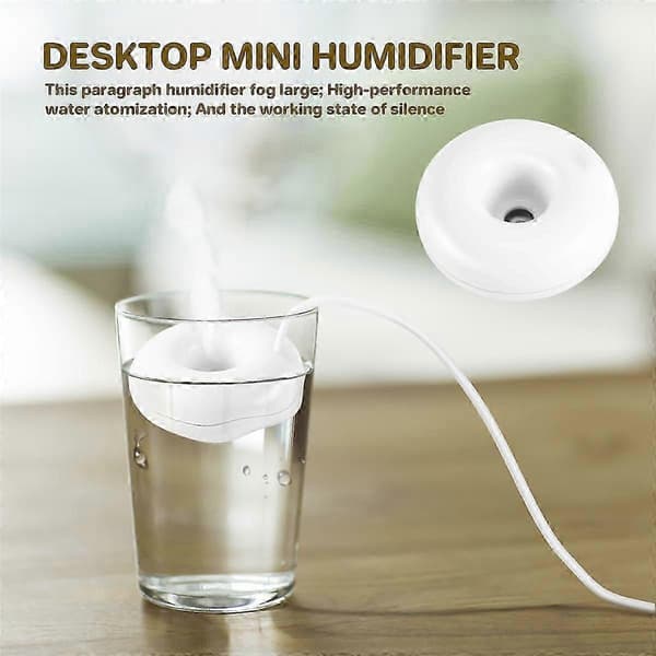 Hvid donut luftfugter usb kontor desktop mini luftfugter bærbar luftrenser[D]