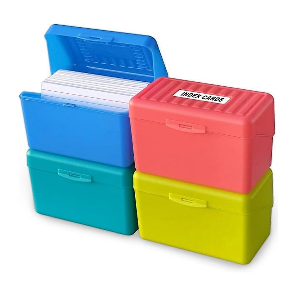 Indexkort Holder Box 3x5In, Flash Notekort Holder Box Organizer Case, 3x5 Indexkort Opbevaring Fil Box, 4 Farver Pakke