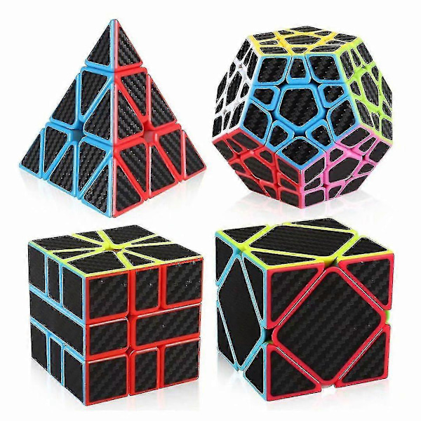 Karbonfiber Speed Cube Sett 3x3 Pyramide Megaminx 3x3x3 Skewb Square-1 Speed Cube Pakke