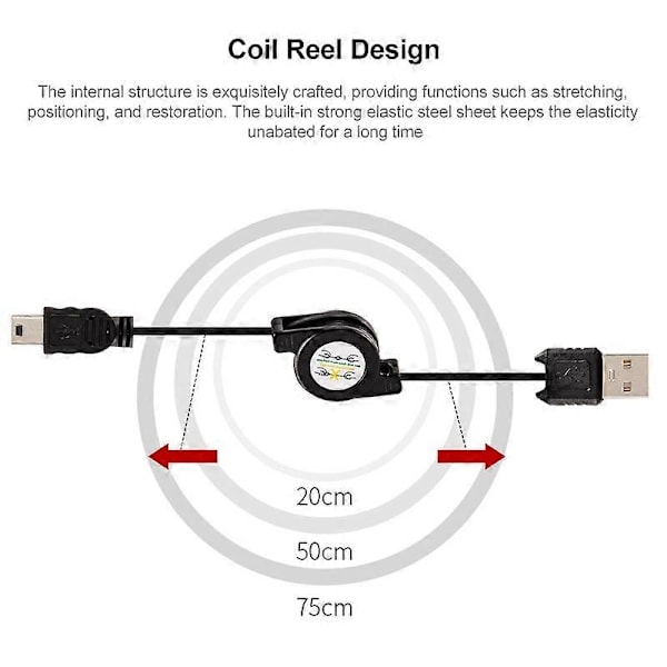 USB 2.0 til Mini 5-polet Indtrækkelig Datakabel Style1