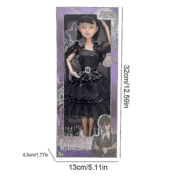Wednesday Addams Familie 28 cm Dukke Wednesday Fans Barn Jenter Bursdagsleke Gaver