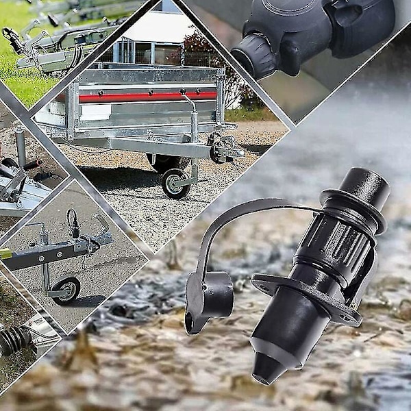 Stikkontakt og 3-polet stik, til 12V Trailer Vandafvisende 3-polet stik Han Hun Stik, 3-polet stikkontakt