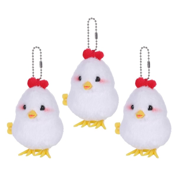 1/3 st Vind-upp Plysch Kyckling Groda Leksak Inget Batteri Krävs Urverksfjäder Hoppande Kycklingdocka Leksak[D] White 3pcs