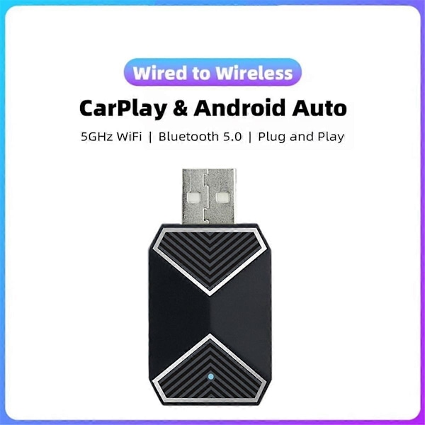 Trådlös CarPlay-adapter Android Auto 2 i 1 Mini AI Box-adapter Bilar WiFi Röstassistent för tråd