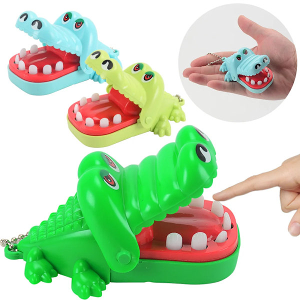 Mini Bite Crocodile Nyckelring Avstressleksak Bita Finger Alligator Hela Personen Spoof Party Cake Dekoration Interaktionsspel