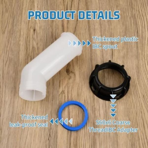 Sett med 2 avløpstuter med mutter, IBC vanntankdyse, ventilkobling, forlengelsesslangedyseadapter, vanntankadapter, for IBC tankkran Co（D）