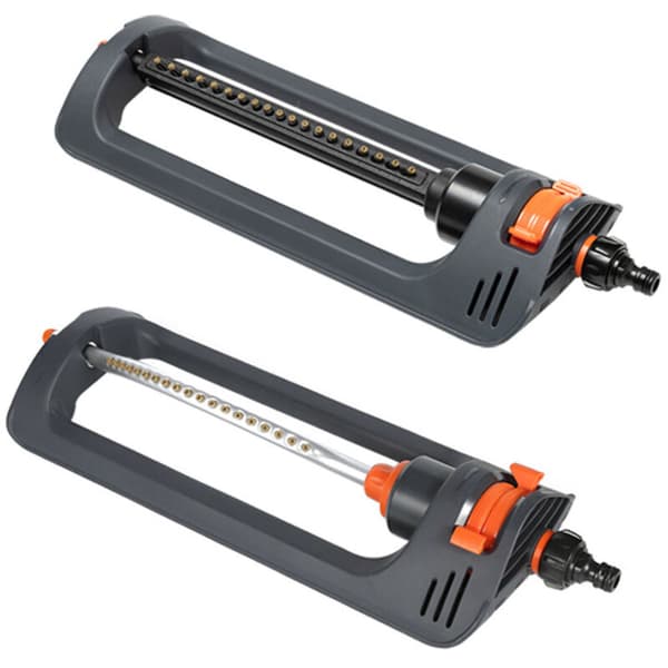 Oscillerende sprinkler, nem rækkeviddejustering, vandbesparende, robust plastbase, sort Plastique