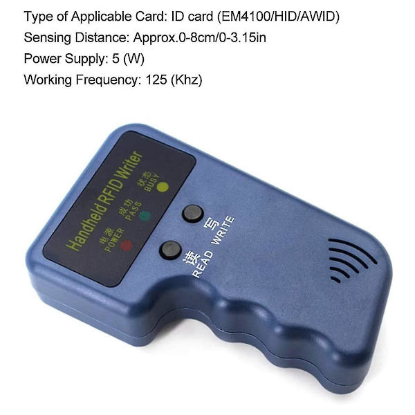 Käsikäyttöinen RFID-korttien kopioija 125kHz ID (EM4100AWID) kopioija lukija kirjoitin 6 kirjoitettavalla +6 kirjoitettavalla