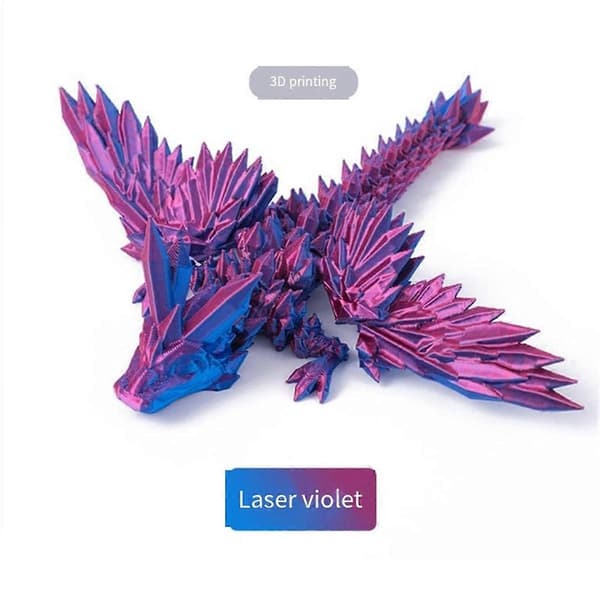 3D-printad ädelstensdrake Kristall Drakleksaksfigur, Röd[D]