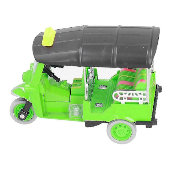 Vedettävä thaimaalainen kolmipyöräsimulaatio, metalliseos Tuk Tuk -automalli, lasten ajoneuvolelu [D] Green