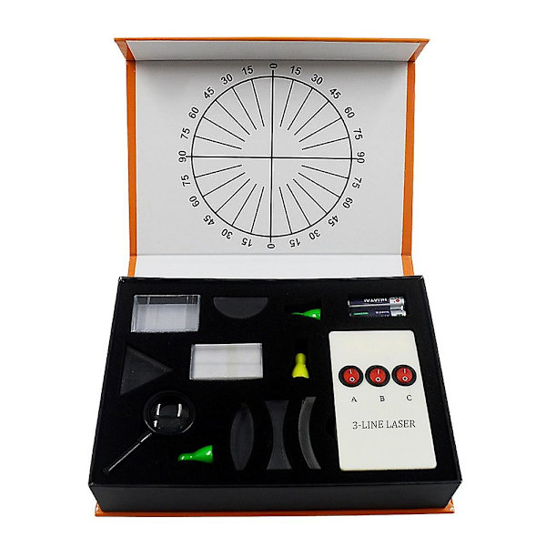 Fysiskt optiskt kit, laboratorieutrustning, optisk konkav konvex lins, prismaset, optisk testlåda [D]