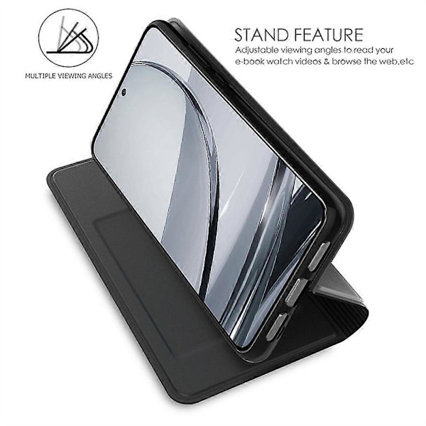 Til ZTE nubia Red Magic 10 Pro 5G Etui PU Læder Telefon Cover med Kortholder Stand Magnetisk Lukning[D] Multicolor Black