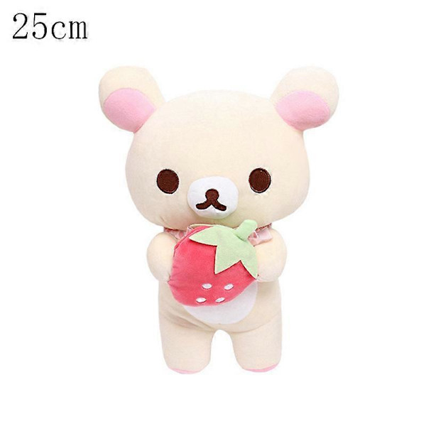 Ny Strawberry Rilakkuma Plyschleksak Söt Mjuk Teddybjörn Fylld Dock Cartoon Vit Brun Par Vänner Födelsedagspresent till Barn