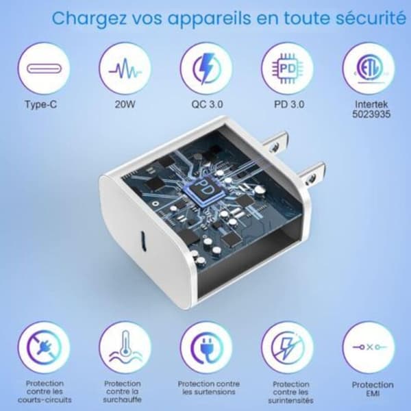 20W USB-C Oplader til iPhone 17/16 – Hurtig Oplader med USB-C Strømadapter til iPhone 17/16/16 Pro Max/16 Plus/15/14/13/12/11/（D）