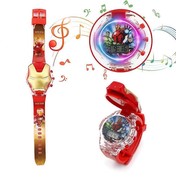 Børne Ur med Blinkende Lys Musik Ure Lysende Gaver[D] Iron Man
