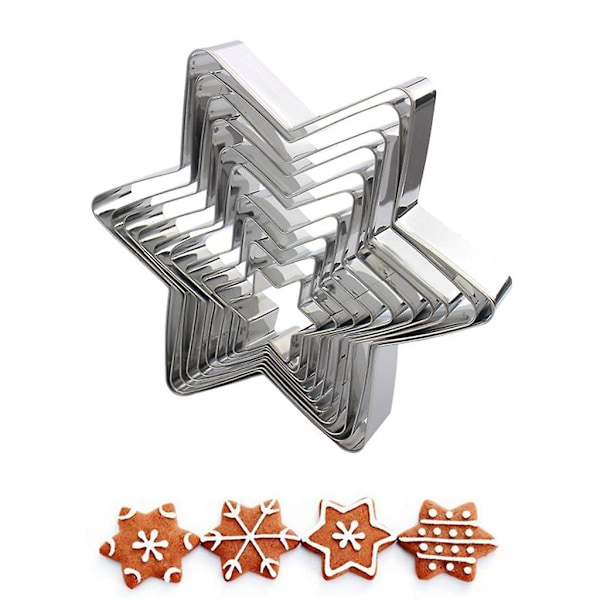 10 stk. Seks-spidset Stjerne Biscuit Cookie Cutter Rustfrit Stål Bageudstyr