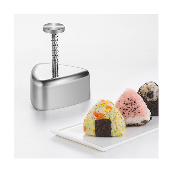 Onigiriform, risbollform i rostfritt stål, sushitillverkare, klassisk triangulär musubiform, lunchbento [kk] Silver