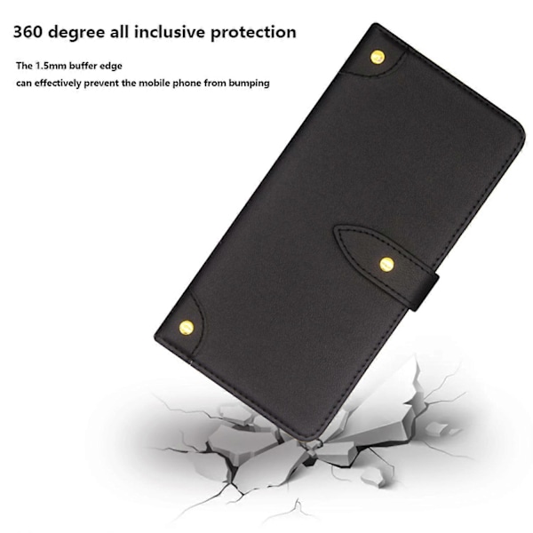 Läderfodral med stativ för Samsung Galaxy A15 5G, kortfack Black