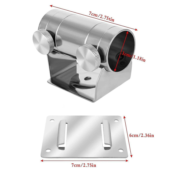 Parasol balkongfäste i rostfritt stål fiskefodral justerbart paraplyställ väggmonterad fiskebox paraplyhållare  [kk] Silver