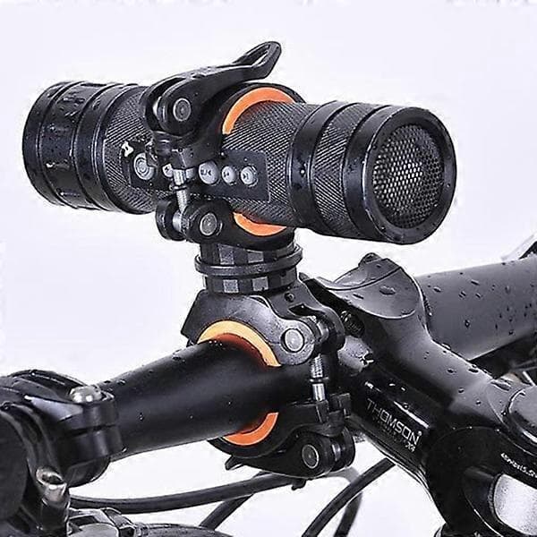 360 graders roterende sykkellys dobbelholder LED frontlykt lampe pumpe styrefeste[D]