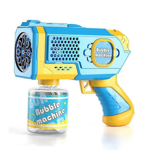 8-håls bubbelpistol för barn, bubbelmaskin, bubbelpistol för barn, automatisk bubbelpistol för småbarn, festgåva, födelsedagspresent [D] blue