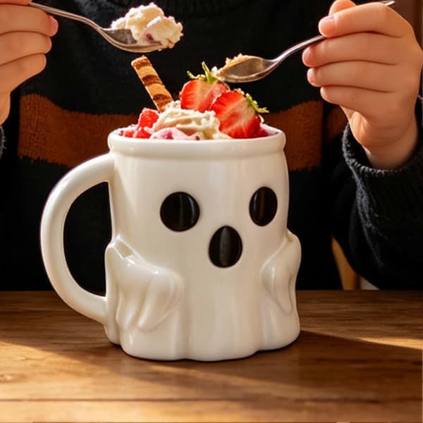 Halloween Spooky Ghost Ice Cream Coffee Mug for Cold Tea and Whiskey (D)