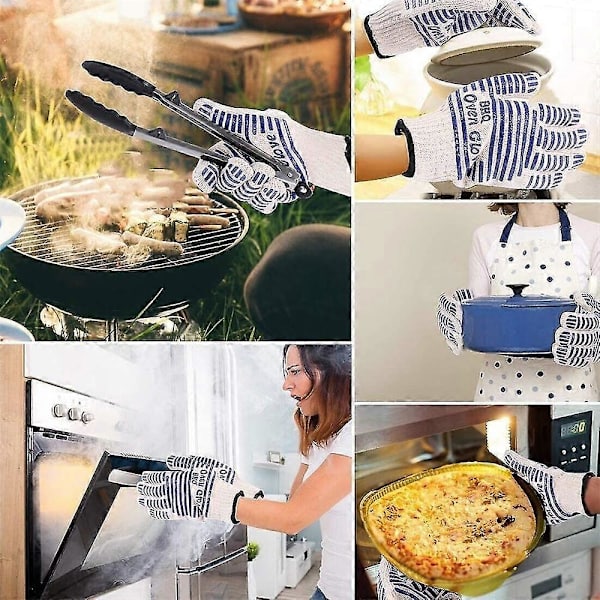 1 Par Värmebeständiga Skyddshandskar Halksäkra Handskar för Ugn Grill