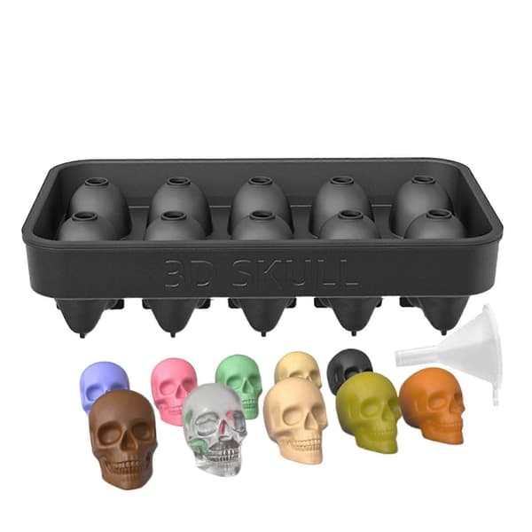 Halloween 3D Hodeskalle Silikonform, Fleksibel Isbitform For Cocktail Whisky Dessert (D)