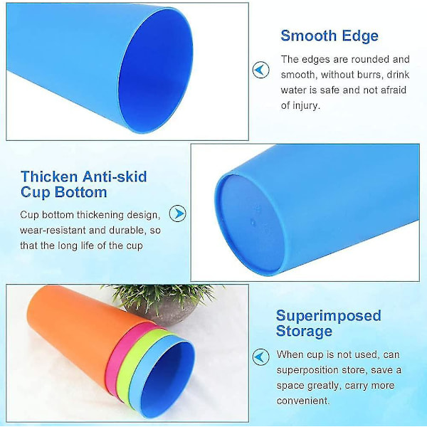 24 stk Gjenbrukbare Plastkopper, 250ml Barnevennlige Holdbare Plastdrikkokopper  [kk]