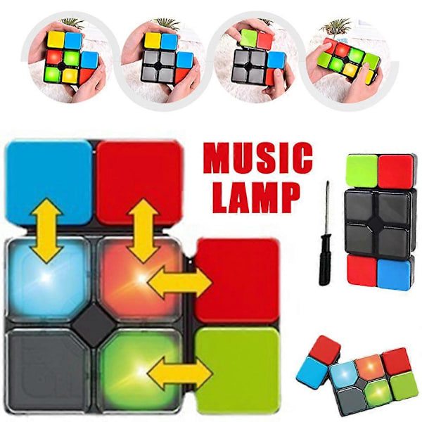 LED Magic Music Cube Flip Slide Cube Lys Flerspiller Puslespill Leke 4 Spillmoduser Barn Julegave