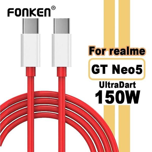 Fonken 150W Warp Laddare Kabel Typ C Till Typ C Kabel PD USB C Datakabel för OnePlus Ace2Pro/Ace Realme GT Neo 5