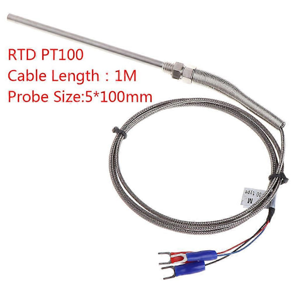 Professionel Pt100 Termoelement M8 Gevindlængde 1 Meter-probe 5mmx100mm[D]