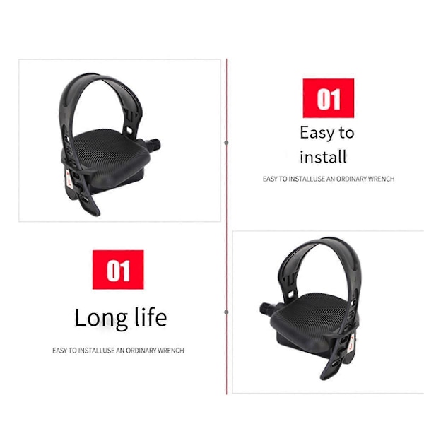1 par motionscykelpedaler med justerbare stropper[D] Black