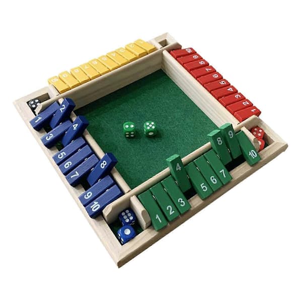 Shut The Box brætspil (2-) Voksne 4-sidet træbrætspil, 2 + Shut The Box[D]