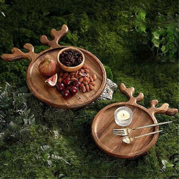 Julbricka i trä Julgran Fruktskål Hem Snackstallrik Godisskål Melonfrön Torkad Frukt P[D]