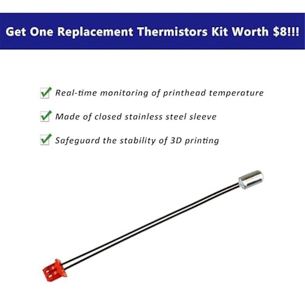 Extruderuppvärmningsblockssats med termistorer för 3 S1/Ender3 S1 Pro/CR10 Smart Pro-skrivare, bimetallpläterad