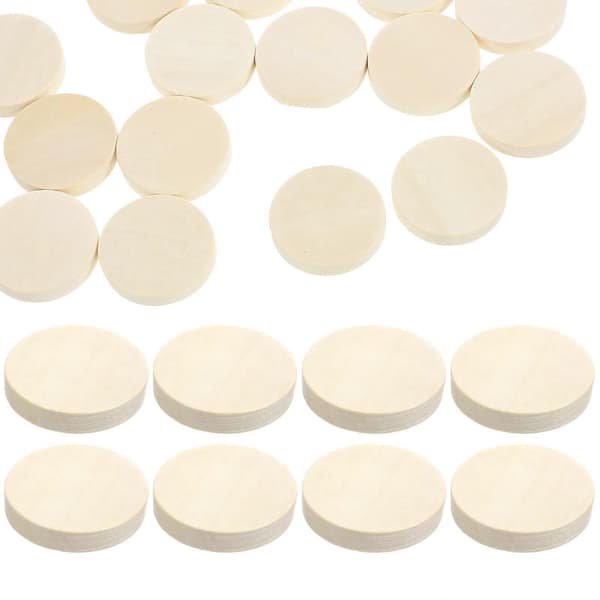 Samleobjekt Figur Display Holder Base Træ DIY Materiale Miniature Model Figurer Rund 50 Sæt[D] Beige 2.50X2.50X0.40CM