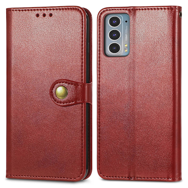 Yksivärinen nahkainen soljellinen puhelinkotelo Motorola Edge 20[D]:lle Red