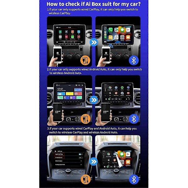 Bil AI-box 2-i-1 Trådlös Android Auto Carplay-adapter Smart Bil AI-box Bil Trådbunden Carplay till Trådlös
