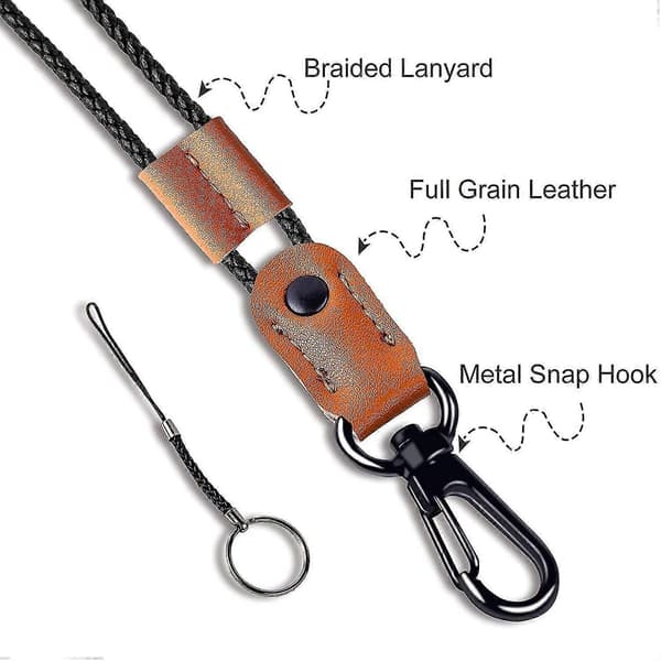 2 st Flätade Läderbrickor för ID-brickhållare Lång Rem Halsband Nyckelring för Män[D]