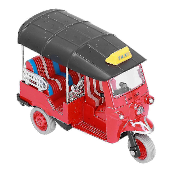 Vedettävä thaimaalainen kolmipyöräsimulaatio, metalliseos Tuk Tuk -automalli, lasten ajoneuvolelu [D] Red