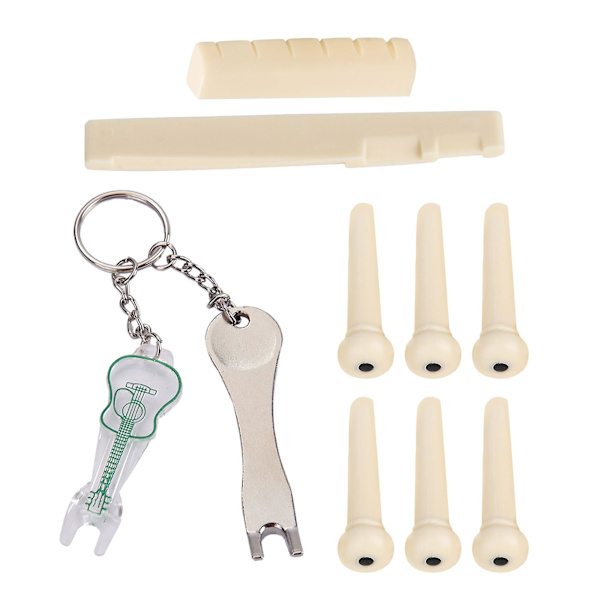 6x Akustisk Gitarr Stall Strängstift & Sadel & Mutter & 2x Dragare[D]
