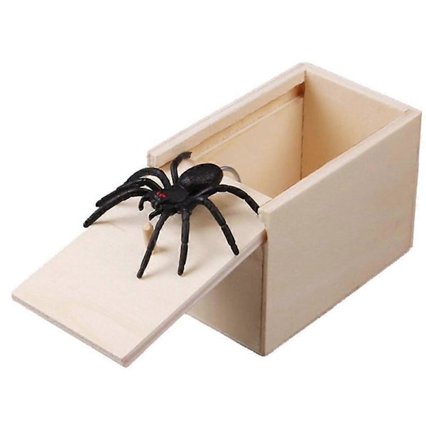 Original Spider Scare Prank Box, Handgjord Rolig Skämtlåda Leksak, Rolig Träskräcklåda, Praktisk Leksaksprank för Barn Vuxna